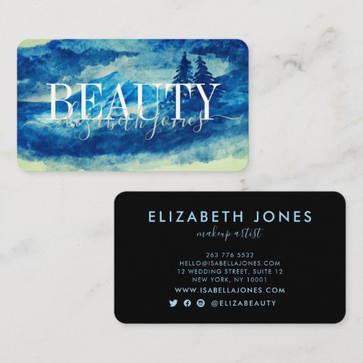 水芸術的色マウンテンズランドスケープ美しい 名刺 (正面/裏面)