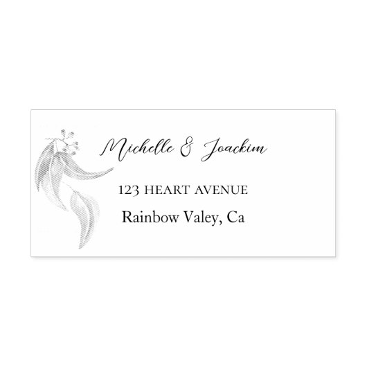 水芸術的色ユーカリイラストレーション セルフインキングスタンプ (デザイン)