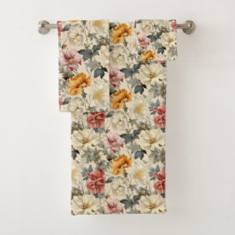水芸術的色ヴィンテージ花エレガントかわいい バスタオルセット