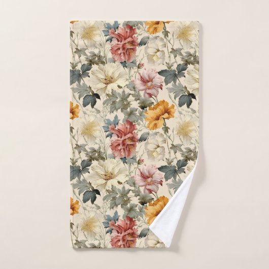 水芸術的色ヴィンテージ花エレガントかわいい バスタオルセット (ハンドタオル)