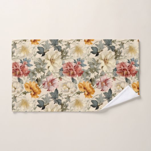 水芸術的色ヴィンテージ花エレガントかわいい バスタオルセット (ハンドタオル)