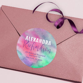 水芸術的色丸差出人住所ラベル ラウンドシール