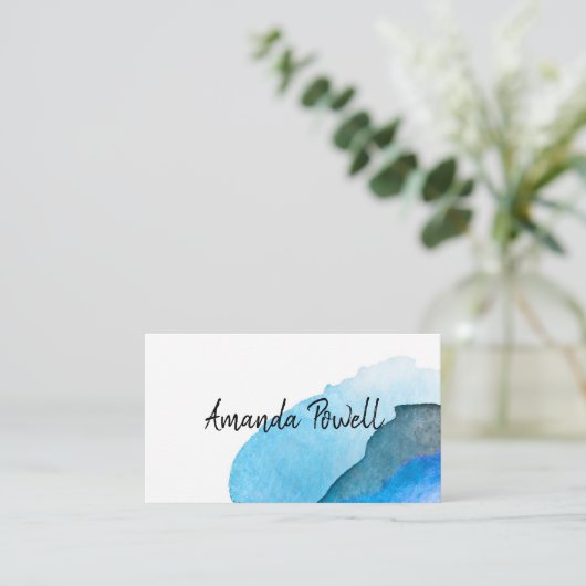 水芸術的色抽象芸術ターコイズ 名刺 (スタンド正面)