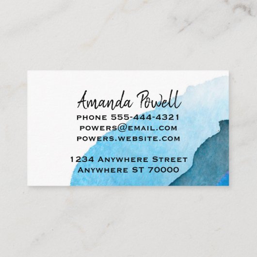 水芸術的色抽象芸術ターコイズ 名刺 (裏面)