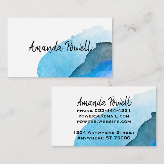 水芸術的色抽象芸術ターコイズ 名刺 (正面/裏面)