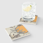 水芸術的色植物学 |オレンジとグレー ストーンコースター (横)