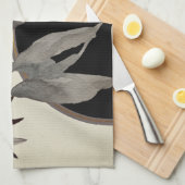 水芸術的色葉 |ブラック&アイボリー キッチンタオル (四つ折り)
