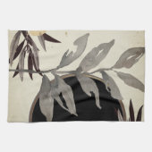 水芸術的色葉 |ブラック&アイボリー キッチンタオル (横)