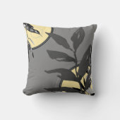 水芸術的色葉 |濃い灰色と黄色 クッション (正面)