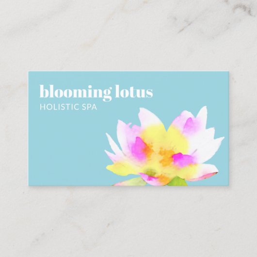 水芸術的色蓮の花ライトブルー 名刺 (正面)