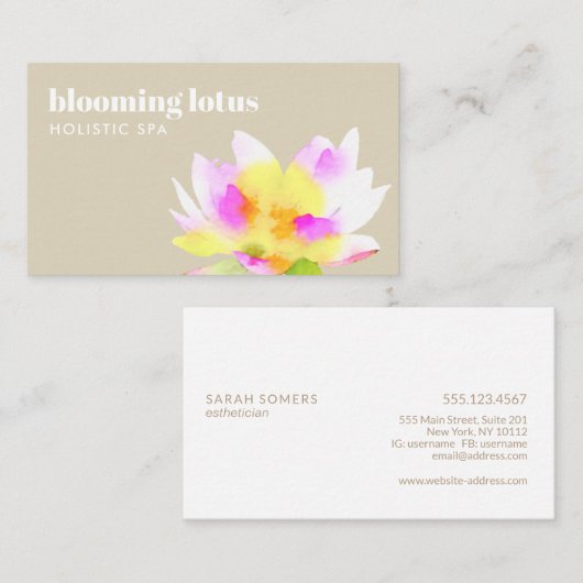 水芸術的色蓮の花自然美しい 名刺 (正面/裏面)