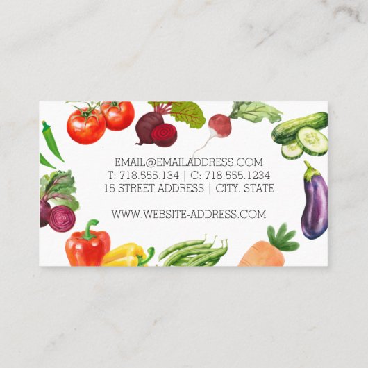 水芸術的色野菜名刺 名刺 (裏面)