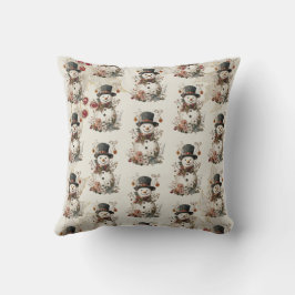 水芸術的色雪だるまベージュフローラ クッション