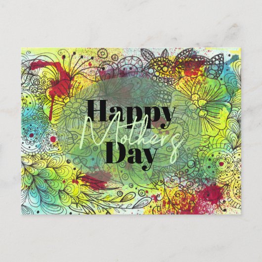 水芸術的鮮やか色とインク母の日 ポストカード (正面)