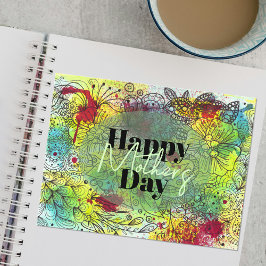 水芸術的鮮やか色とインク母の日 ポストカード