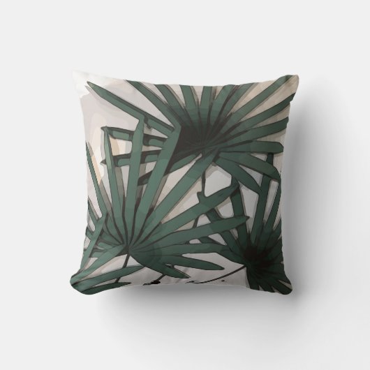 水葉彩2面ダークグリーンとグレー クッション (正面)