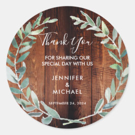 水葉色の木結婚材の好意 ラウンドシール