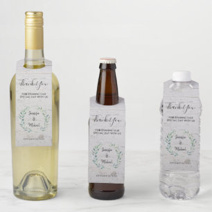 水葉色素朴な木結婚の感謝 ボトルネックタグ