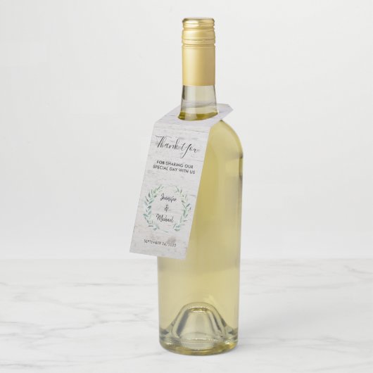 水葉色素朴な木結婚の感謝 ボトルネックタグ (アングル)