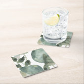 水葉色 – 水色 スクエアペーパーコースター (インサイチュ)