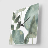 水葉-水彩画 スクエア壁時計 (傾斜)