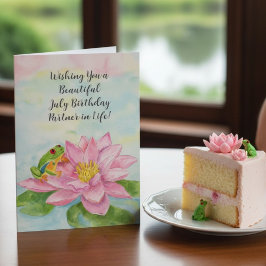 水蓮とともに幸せな七月誕生日をライフパートナーへ カード