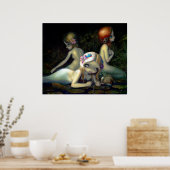 水要素ARTプリント人魚イルカ ポスター (キッチン)