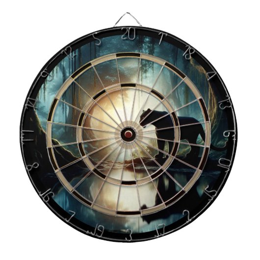 水規制に反射する黒いヒョウ ダーツボード (正面)