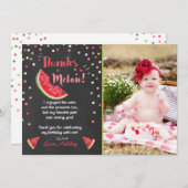 水誕生会のメロンのサンキューカードの夏 サンキューカード (正面/裏面)