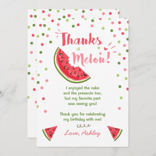 水誕生会のメロンのサンキューカードの夏 サンキューカード (正面/裏面)
