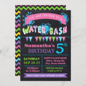 水誕生日バッシュサマーパーティーシャルボードピンク 招待状 (正面/裏面)