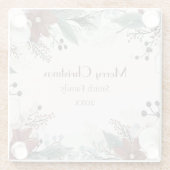 水赤と白色フローラクリスマス ガラスコースター (裏面)