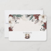 水赤と白色フローラクリスマス サンキューカード (裏面)