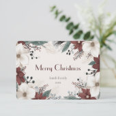 水赤と白色フローラクリスマス サンキューカード (スタンド正面)