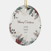 水赤と白色フローラクリスマス セラミックオーナメント (右)