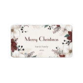 水赤と白色フローラクリスマス ラベル (正面)