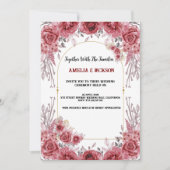 水赤と白色結婚式招待状 招待状 (正面)