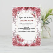 水赤と白色結婚式招待状 招待状 (スタンド正面)