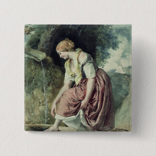 水路の女の子 缶バッジ (正面)