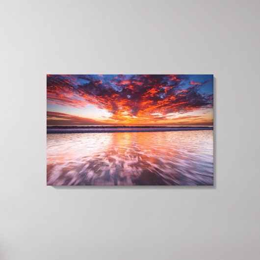 水路の島々の夕日 キャンバスプリント (正面)