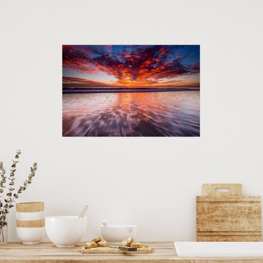 水路の島々の夕日 ポスター (キッチン)