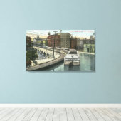 水路を通過する運河のボートのビュー キャンバスプリント (インサイチュ (ウッドフロア))