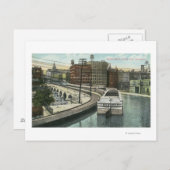 水路を通過する運河のボートのビュー ポストカード (正面/裏面)