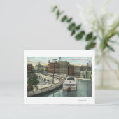 水路を通過する運河のボートのビュー ポストカード (スタンド正面)