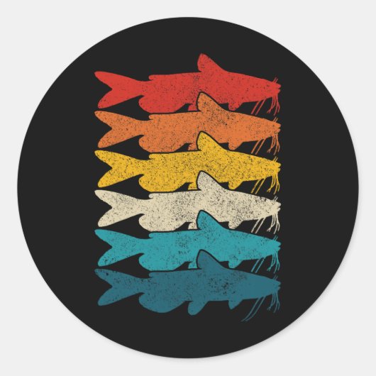 水路ナマズヴィンテージナマズ魚釣り ラウンドシール (正面)