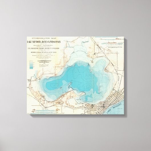 水路図メンドタ湖 キャンバスプリント (正面)