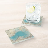 水路測量の地図湖Mendota ガラスコースター (アングル)