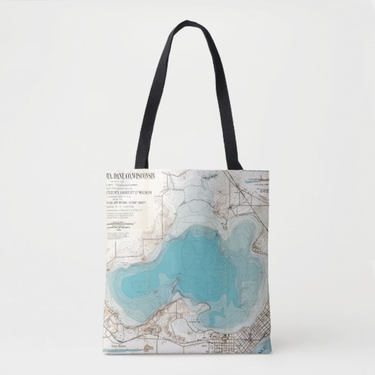 水路測量の地図湖Mendota トートバッグ (正面)