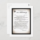 水路部からのタイタニック号災害に関する覚書 ポストカード (正面/裏面)