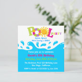 水跳ねガールプールパーティー誕生日招待状 招待状 (スタンド正面)